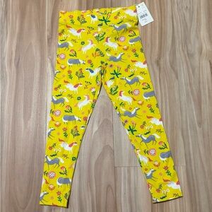 Boden Yellow Leggings with Ponies and Floral Print